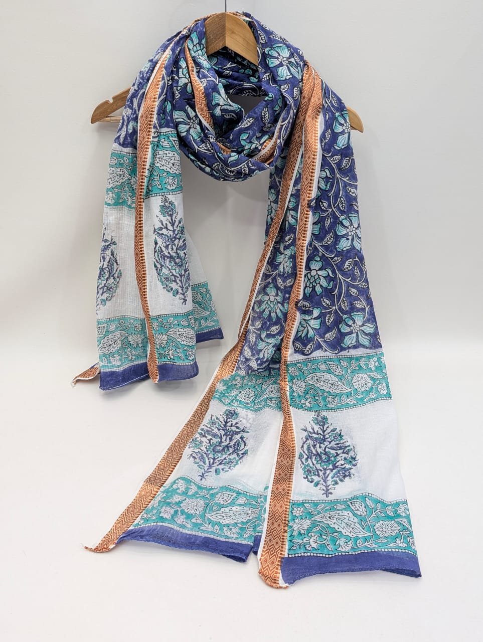 Mul-Cotton Sanganeri Hand Block Printed Dupatta