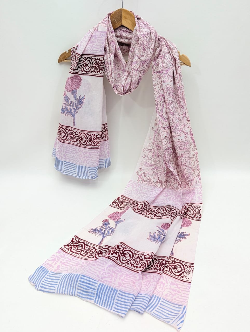 Mul-Cotton Sanganeri Hand Block Printed Dupatta
