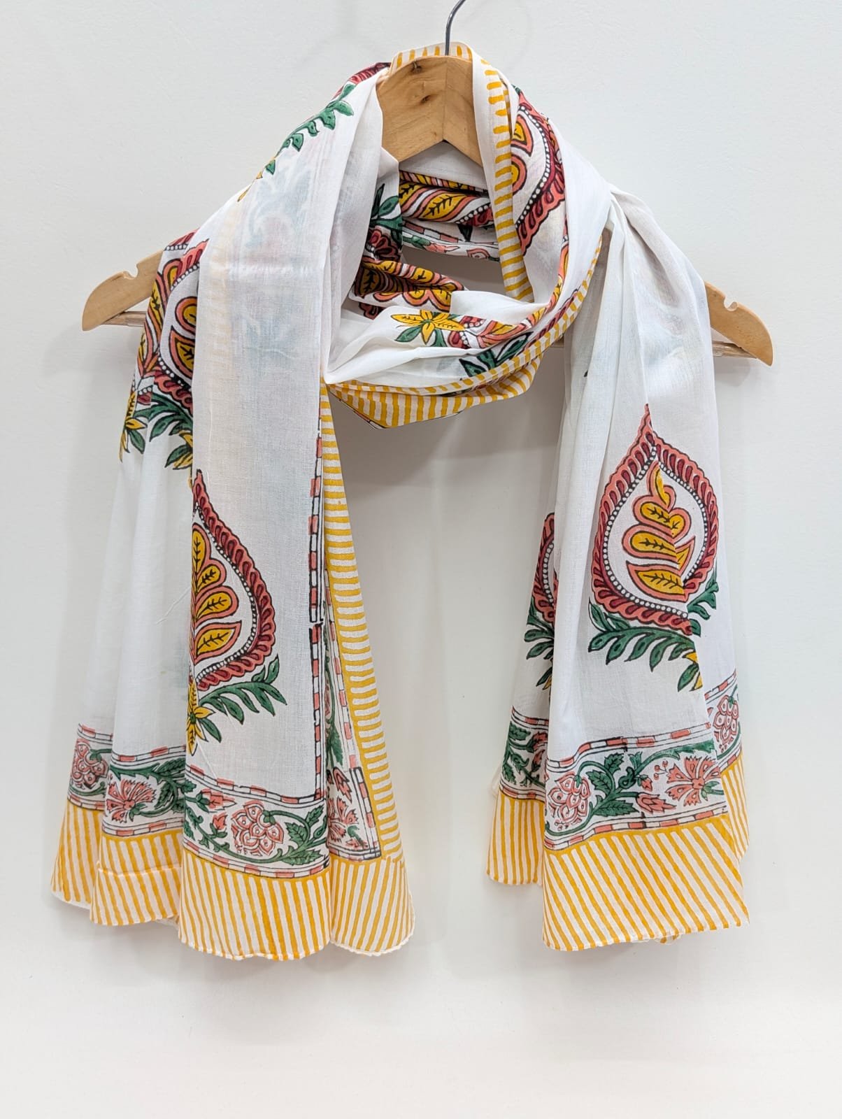 2 Meter Mul Cotton Block Printed Stole / Dupatta - Sanganeri Printed Sarong