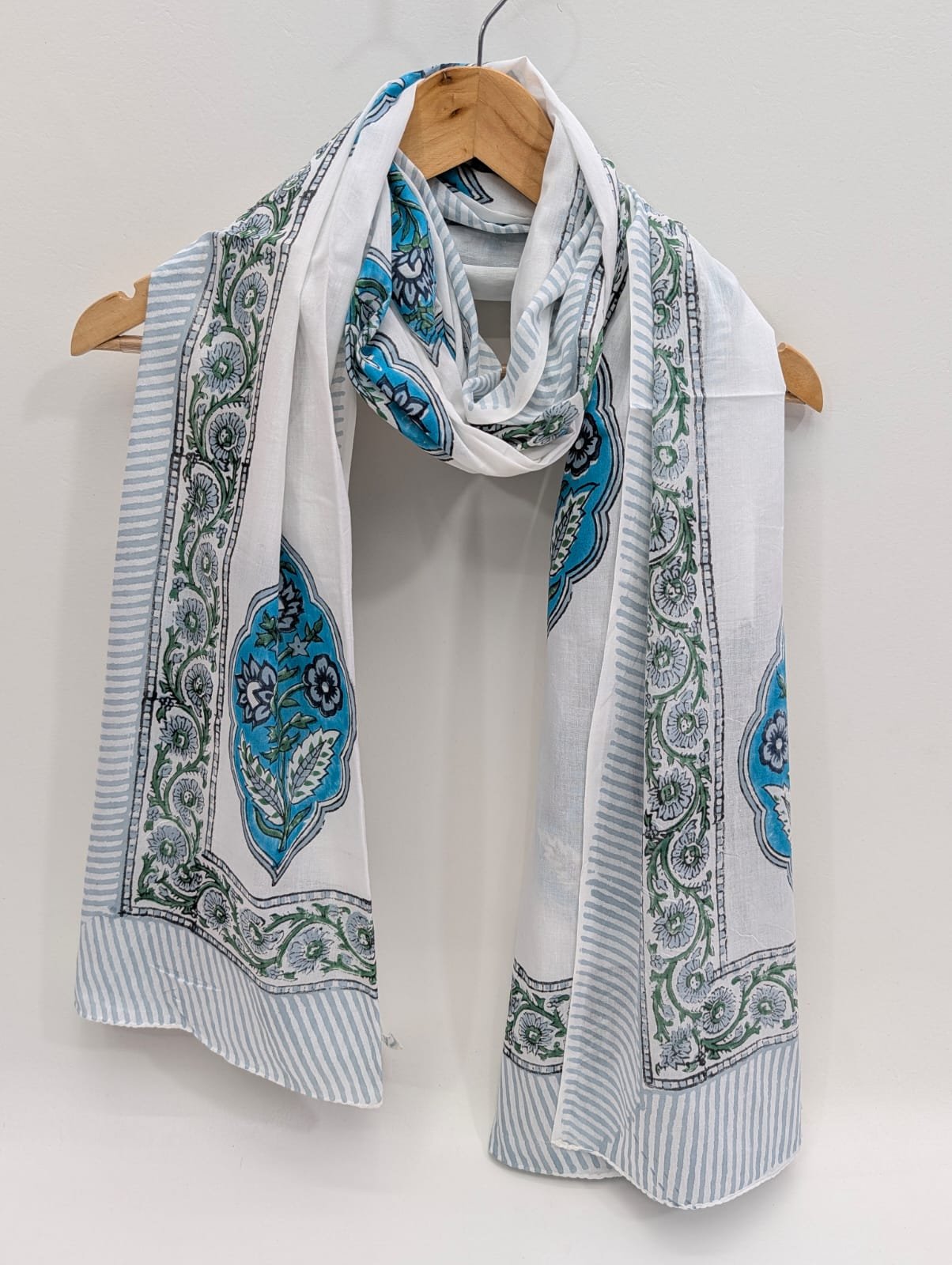 2 Meter Mul Cotton Block Printed Stole / Dupatta - Sanganeri Printed Sarong
