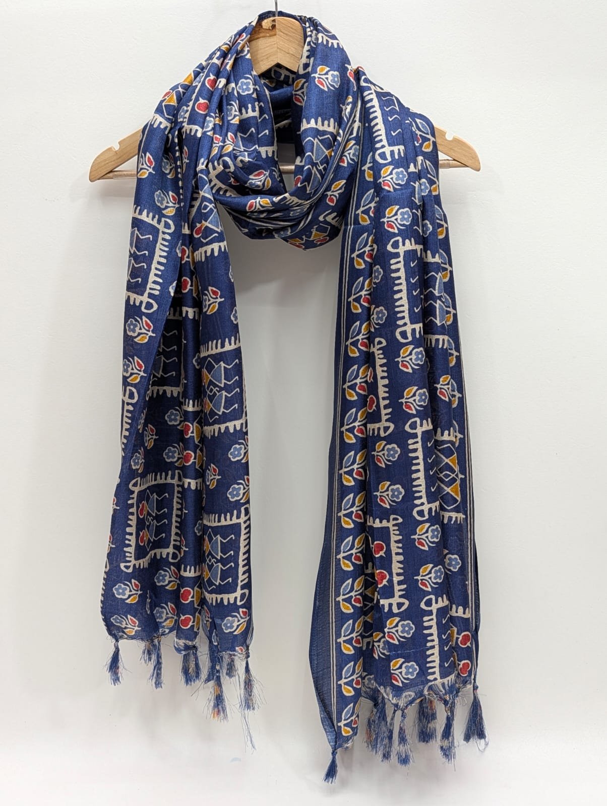Navy buta khadi cotton-silk dupatta