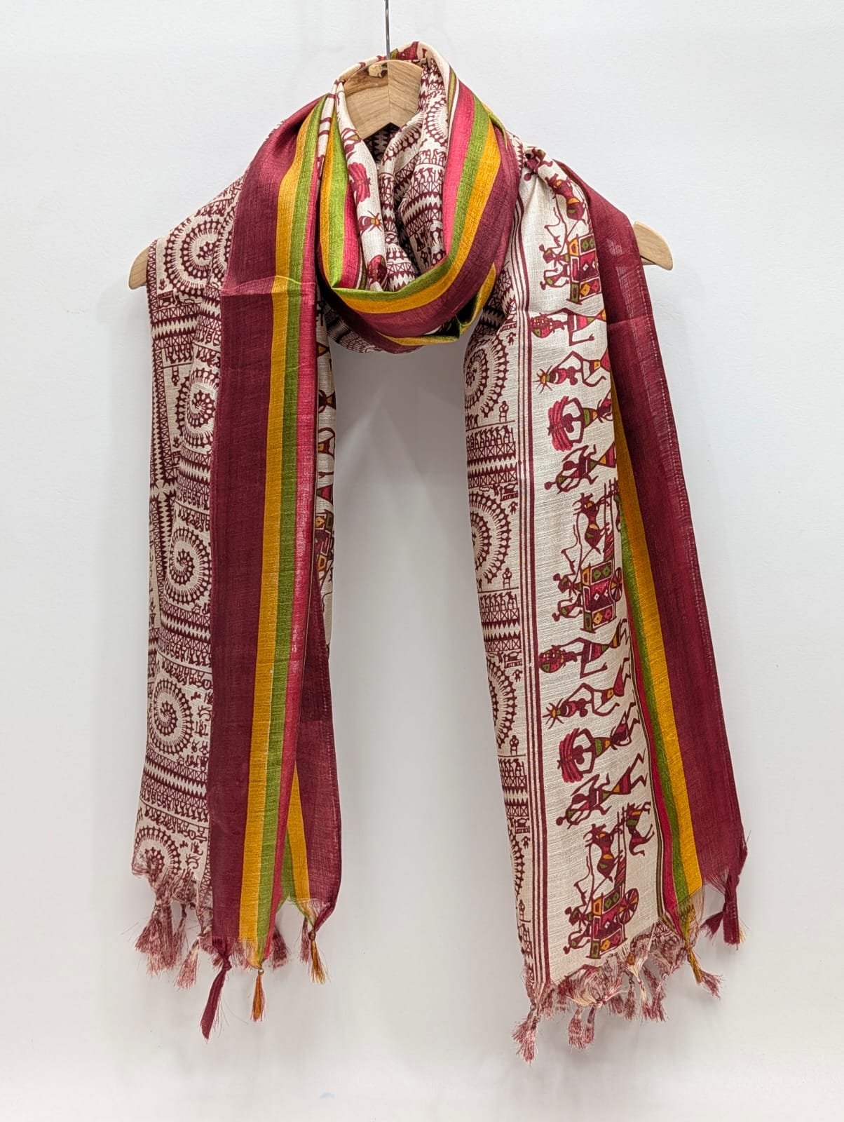 Multicolour buta print khadi cotton-silk dupatta
