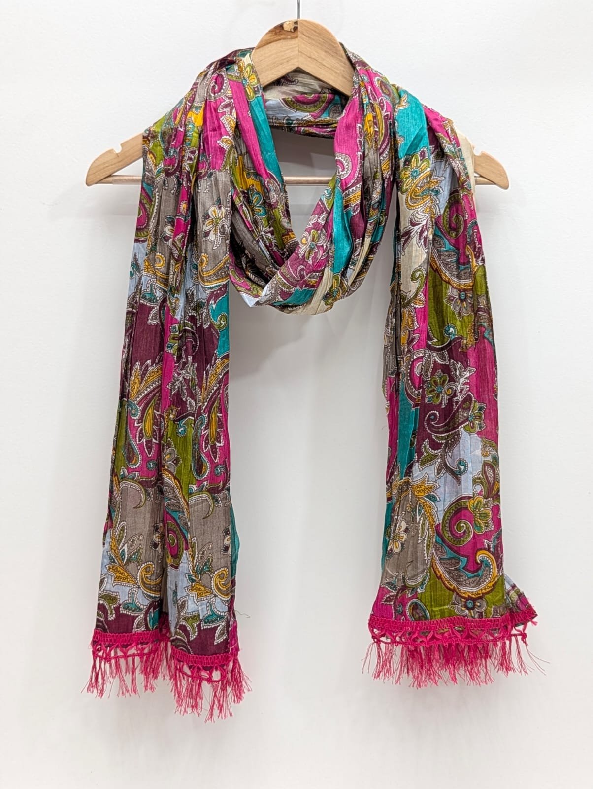 Pink paisley synthetic fibre stole dupatta