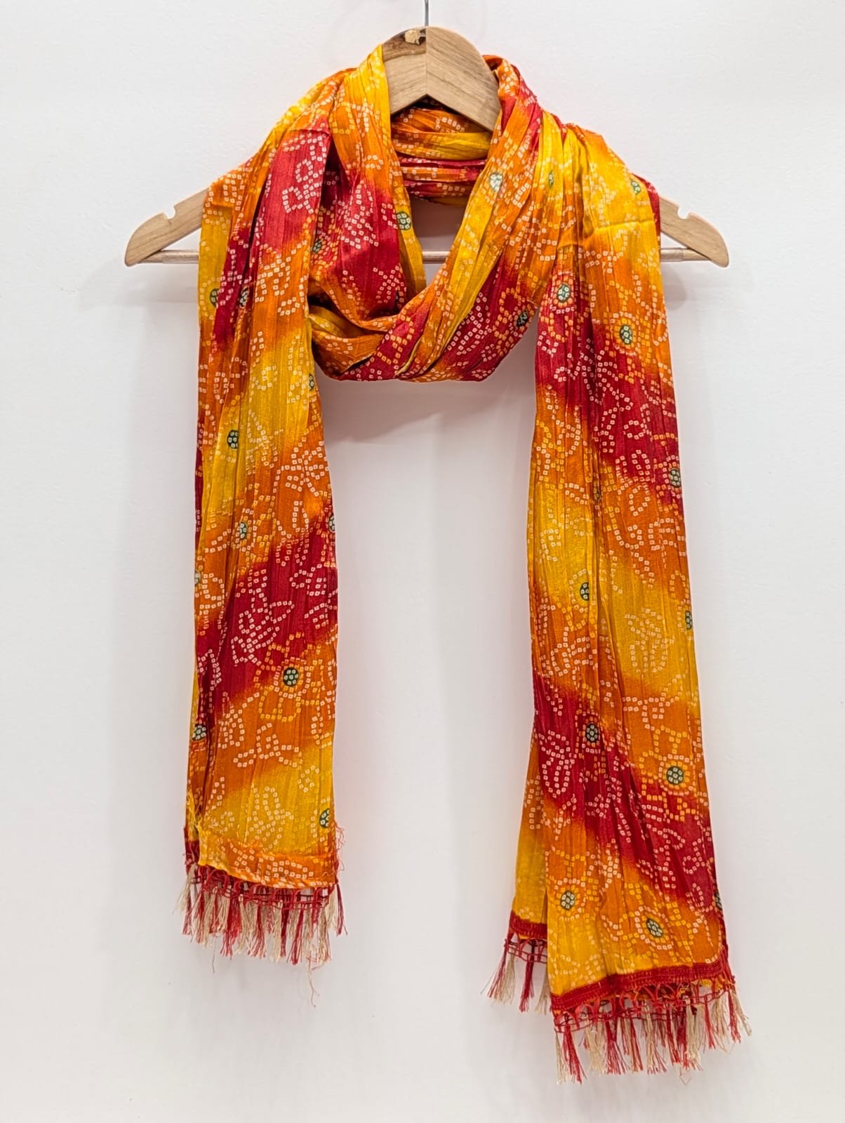Yellow floral synthetic fibre stole dupatta