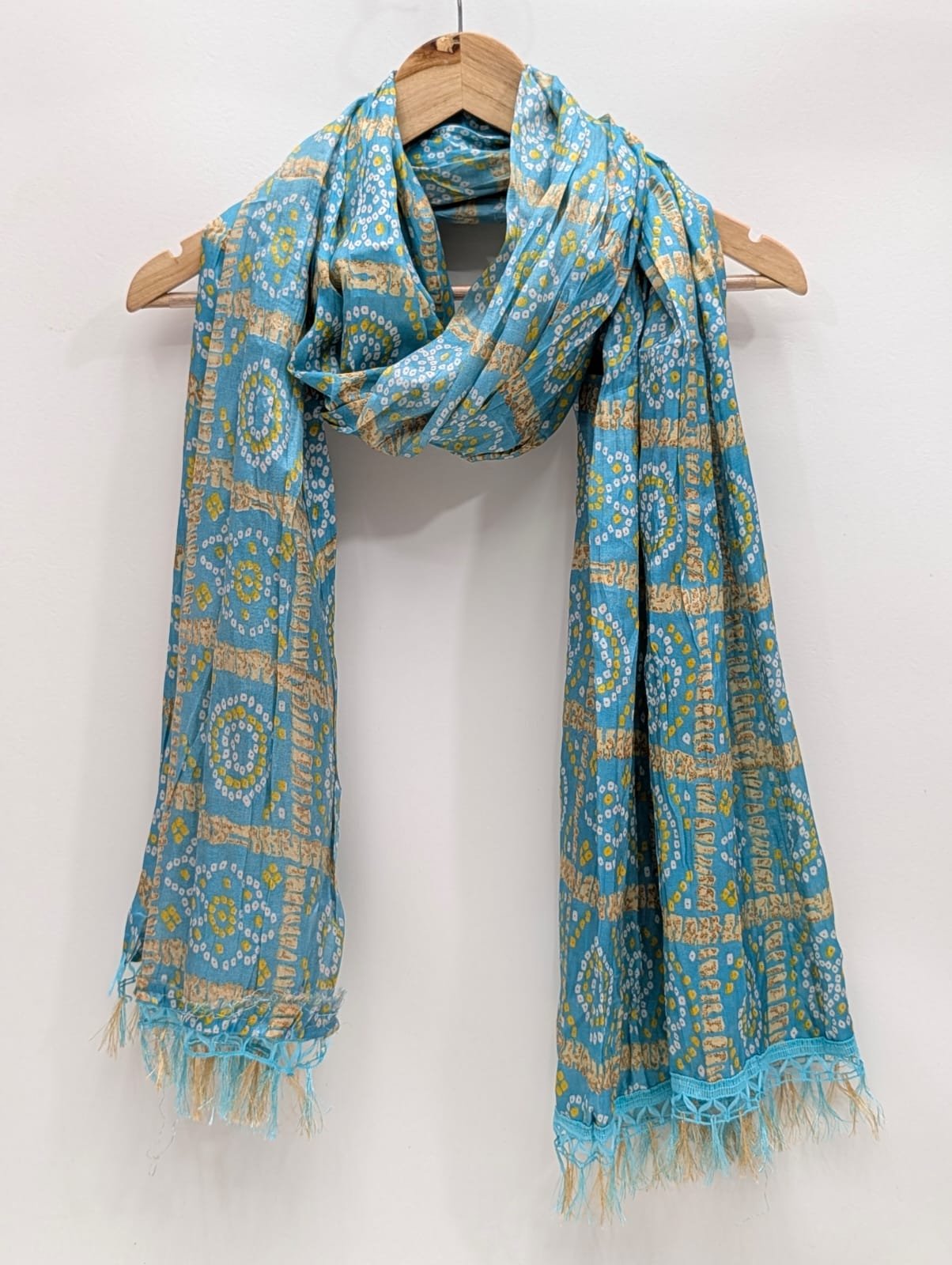 Blue ethnic motif synthetic fibre stole dupatta