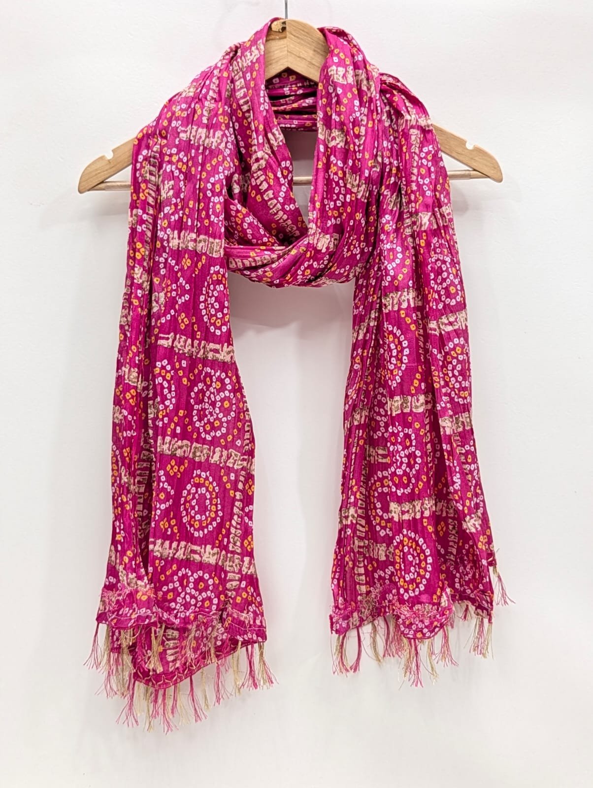 Pink ethnic motif stole dupatta with tassels