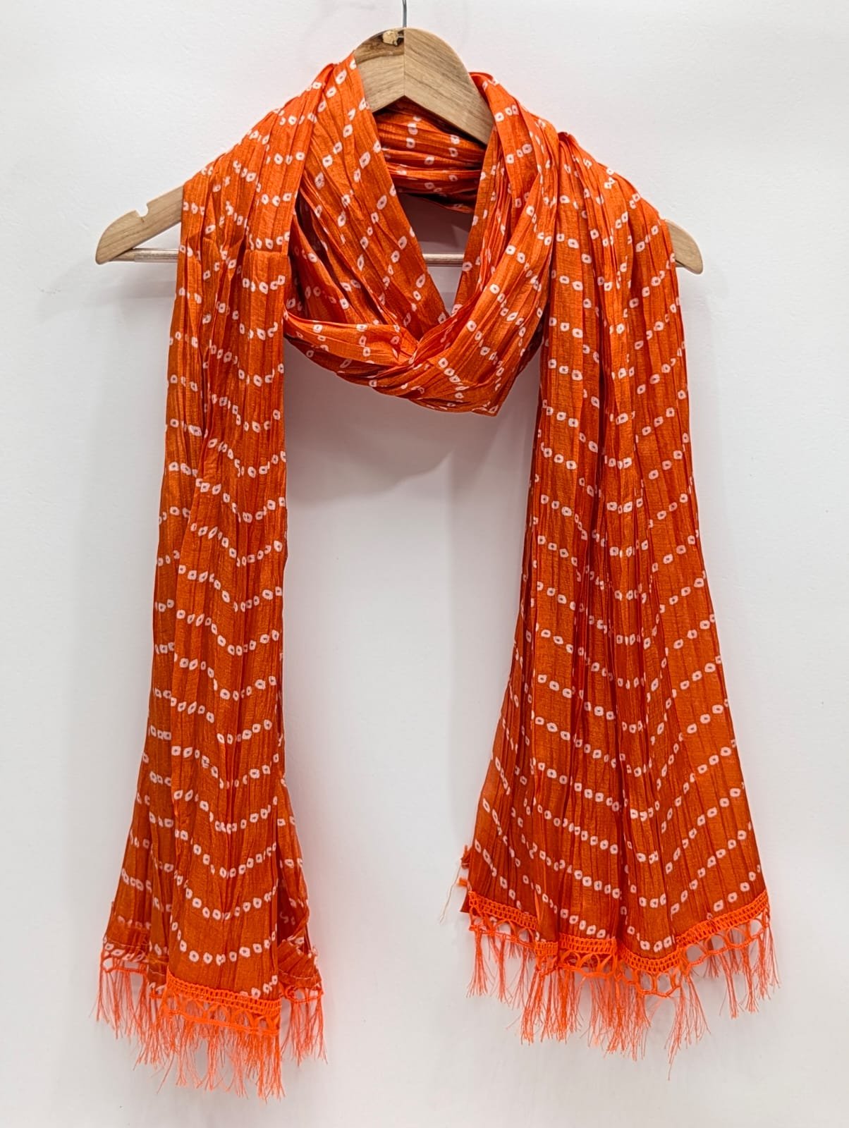 Orange contemporary pattern stole dupatta with tassels