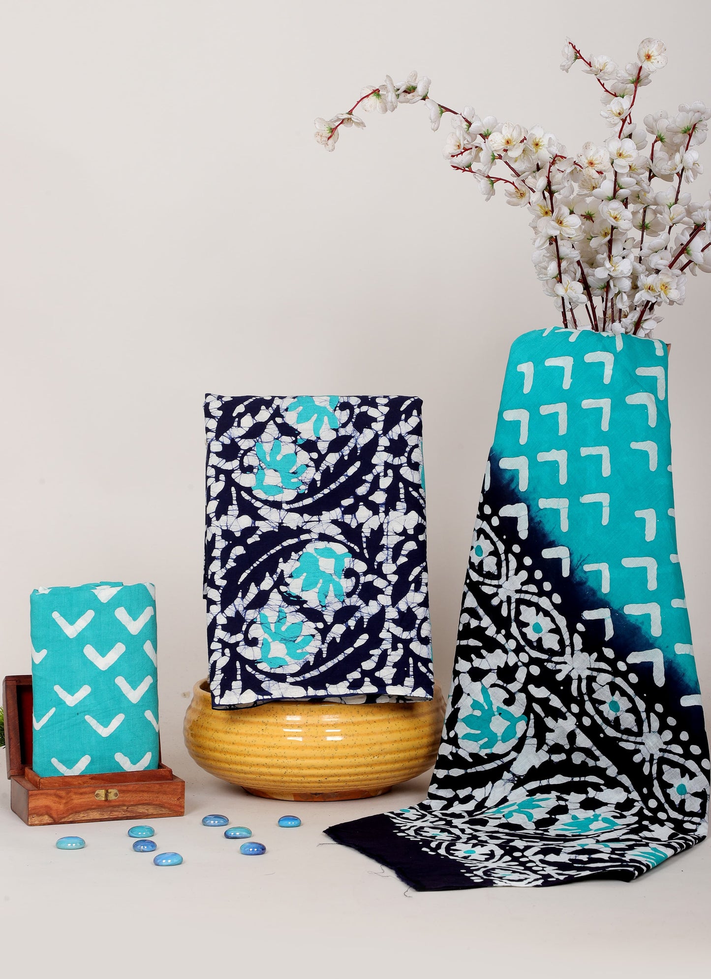 Batik Hand Block Cotton Salwar Suit Set with Cotton Dupatta