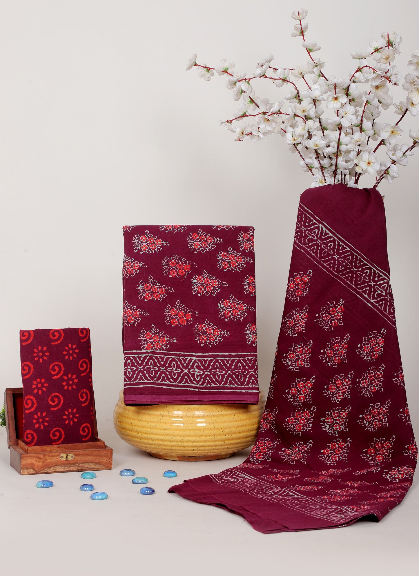 Bagru Hand Block Cotton Salwar Suit Set with Cotton Dupatta