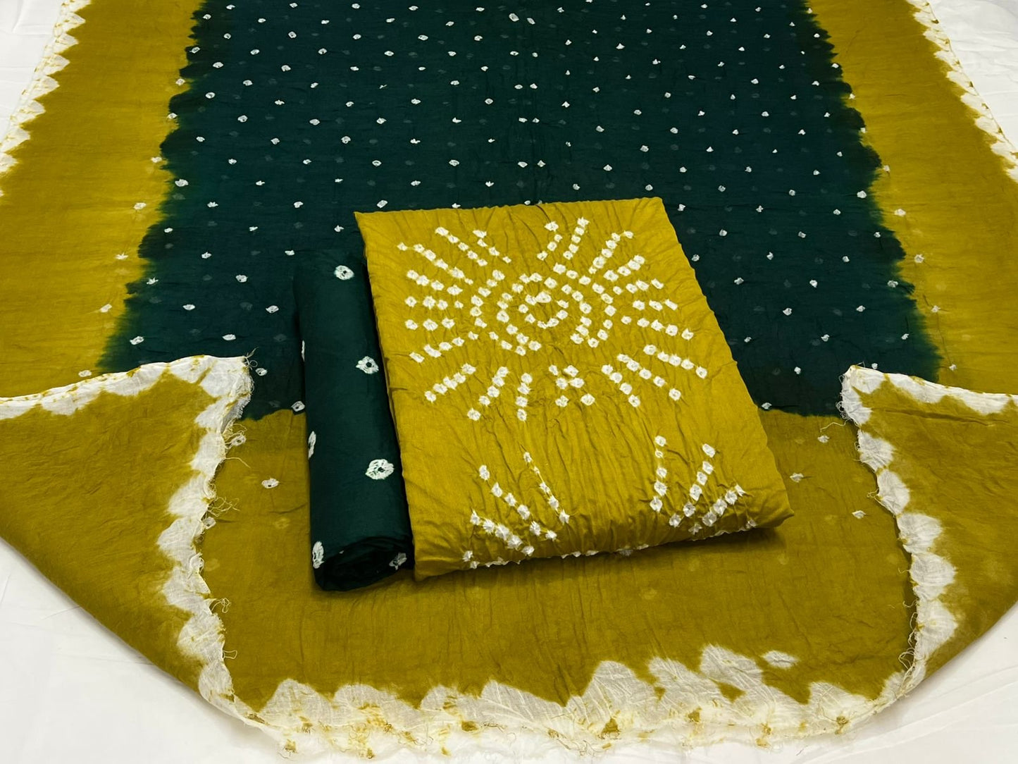 Best quality Bandhani Cotton Suit Set with Cotton Dupatta