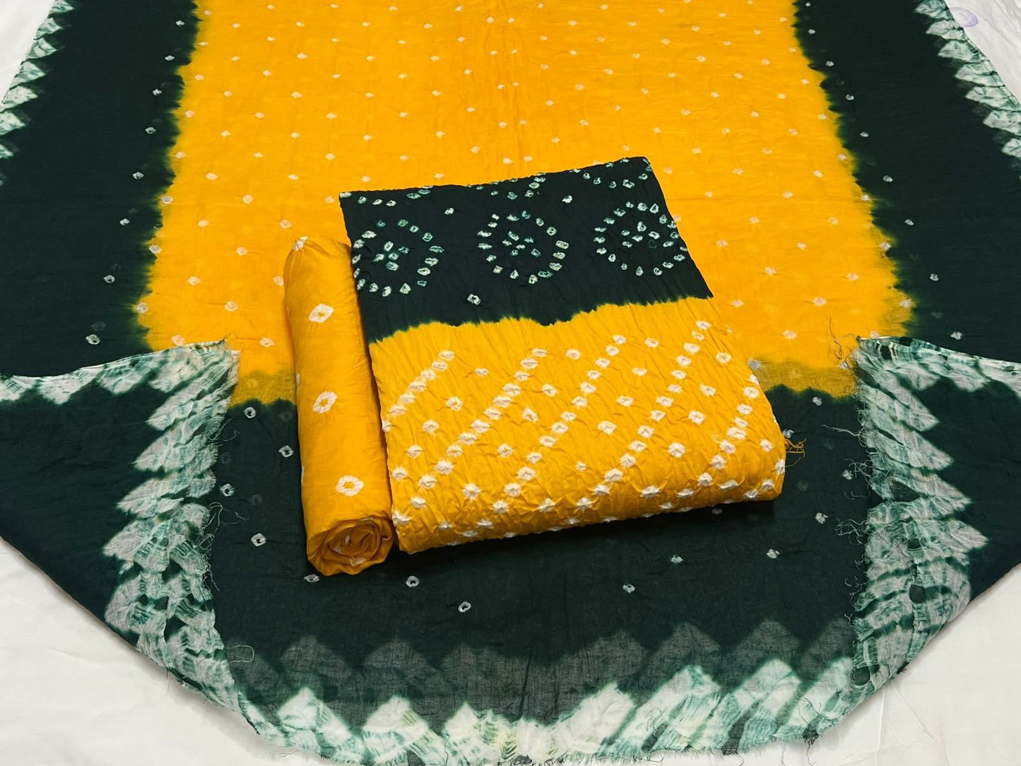 Best quality Bandhani Cotton Suit Set with Cotton Dupatta