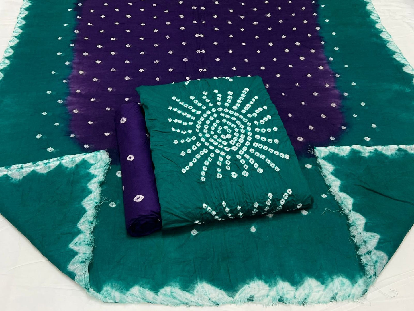 Best quality Bandhani Cotton Suit Set with Cotton Dupatta