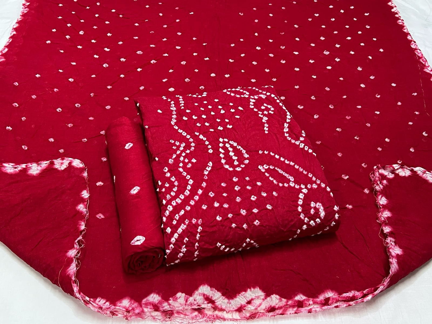 Best quality Bandhani Cotton Suit Set with Cotton Dupatta