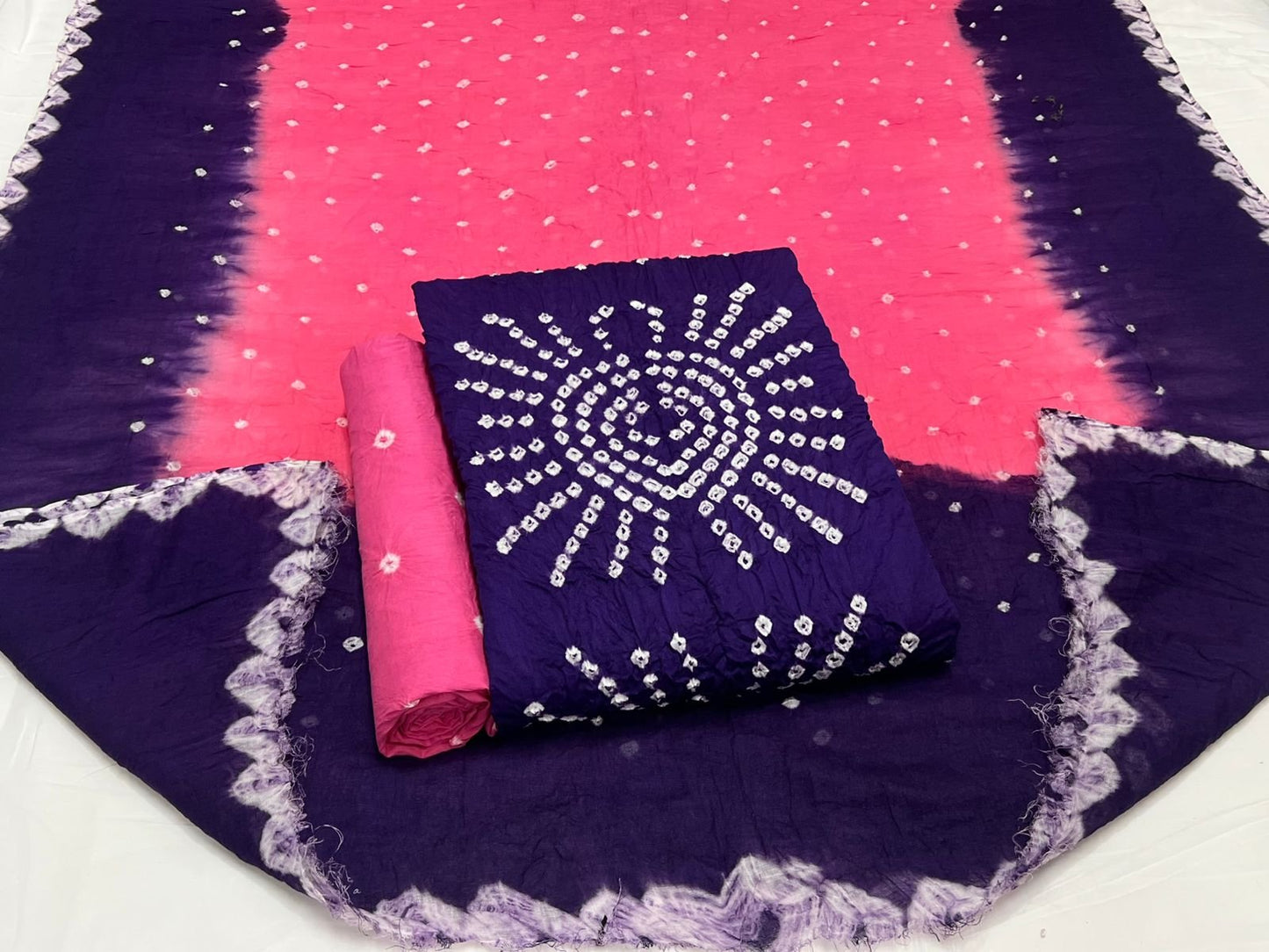 Best quality Bandhani Cotton Suit Set with Cotton Dupatta