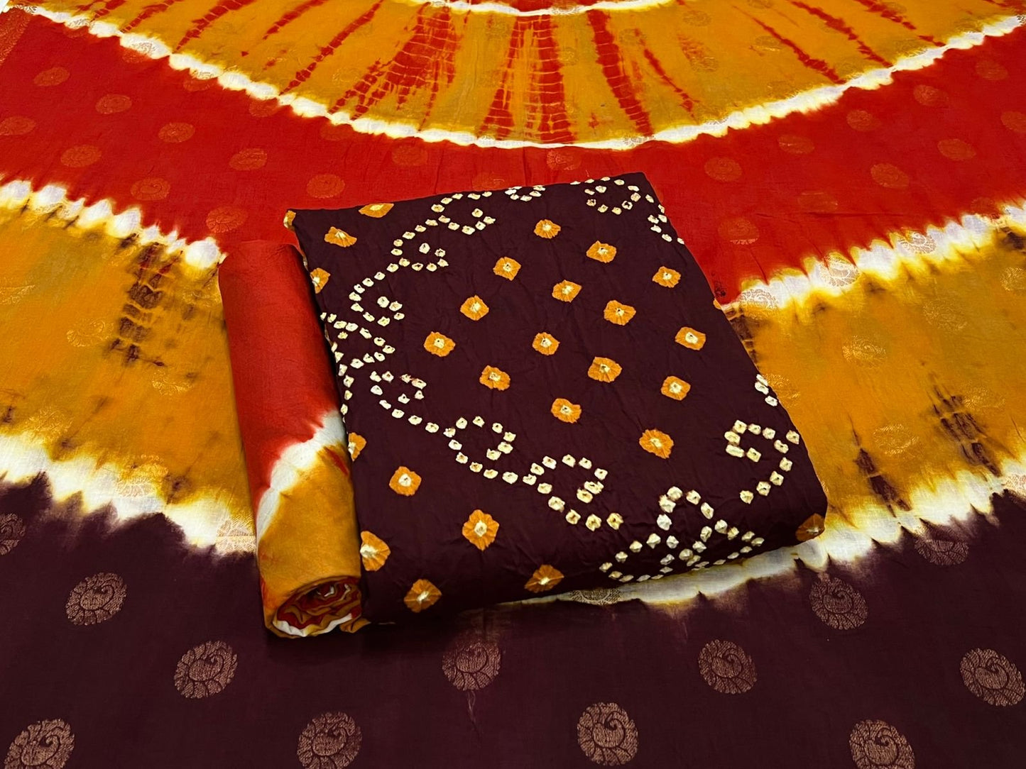 Best quality Bandhani Cotton Suit Set with Cotton Dupatta