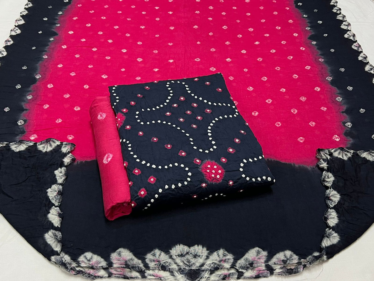 Best quality Bandhani Cotton Suit Set with Cotton Dupatta - TSPSMBDTFA35
