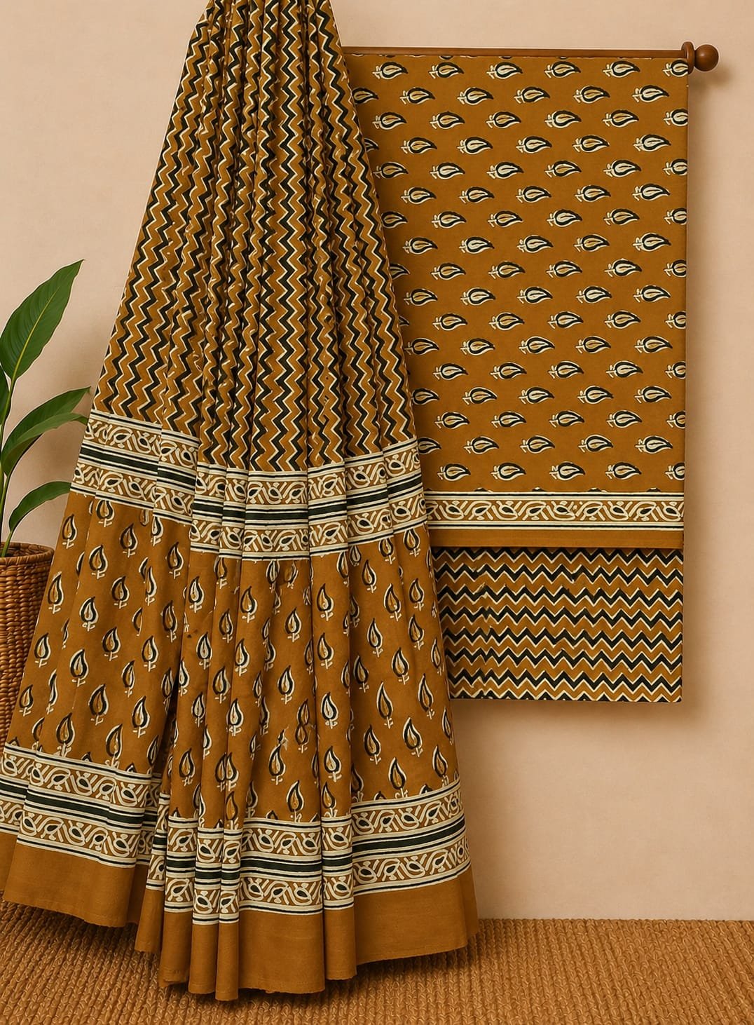 Yellow geometric cotton salwar suit set India