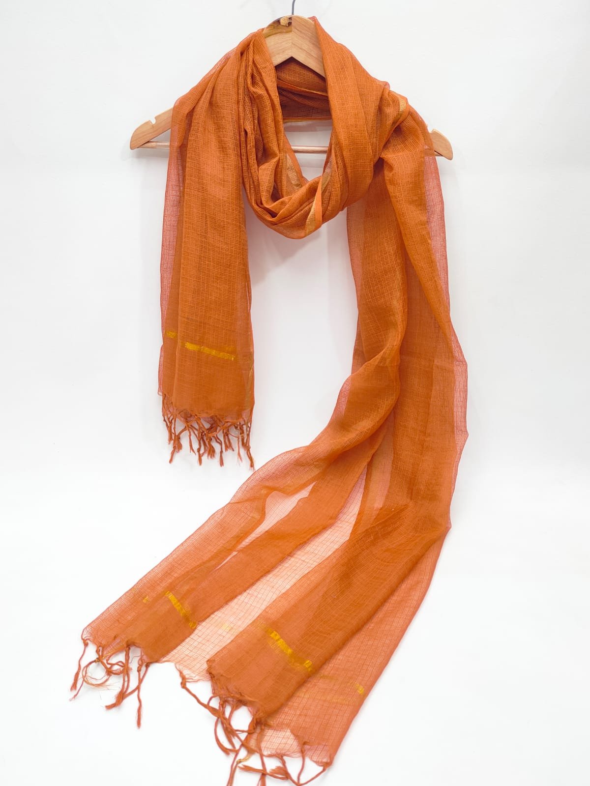 Orange Kota Doriya dupatta with tassels