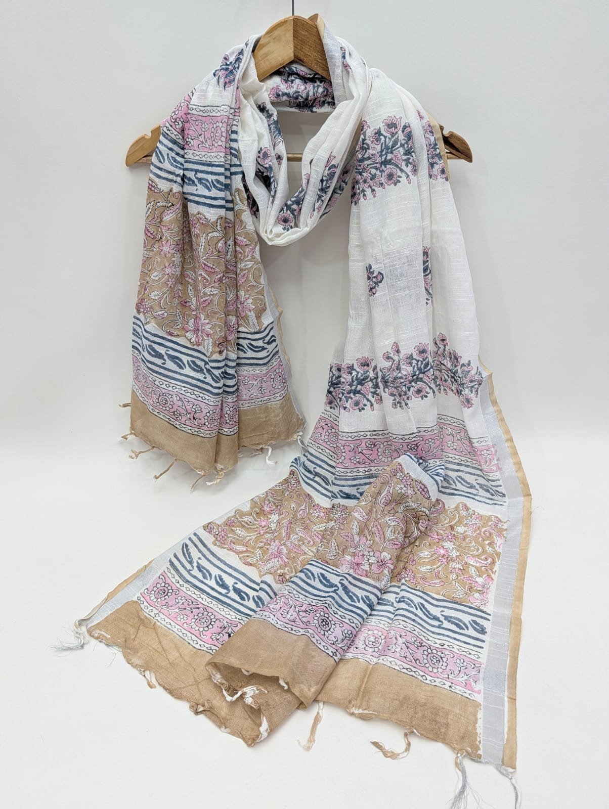 Linen Cotton Dupatta Hand block The Street Pal