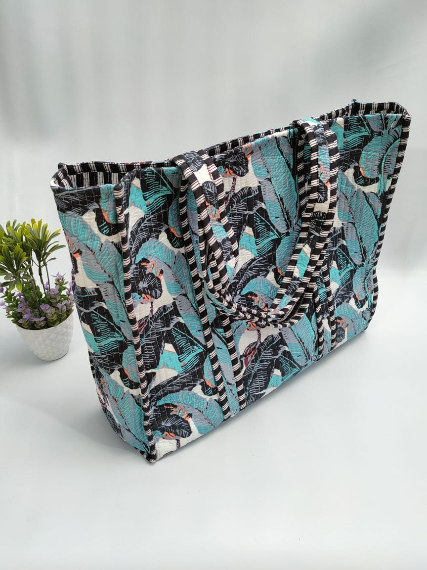 Quilted Tote Bag without zip - 17x18x 6 inches