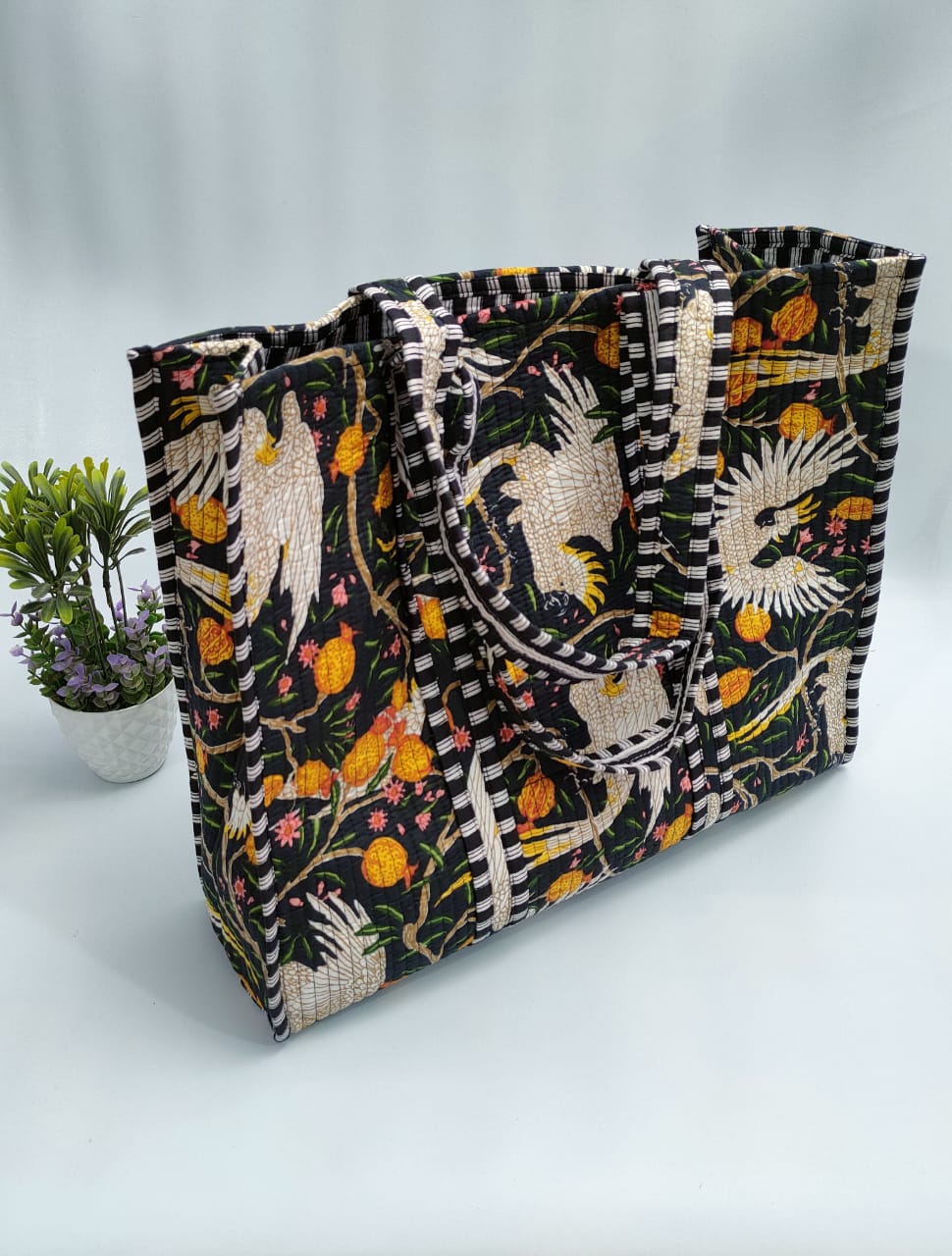 Quilted Tote Bag without zip - 17x18x 6 inches