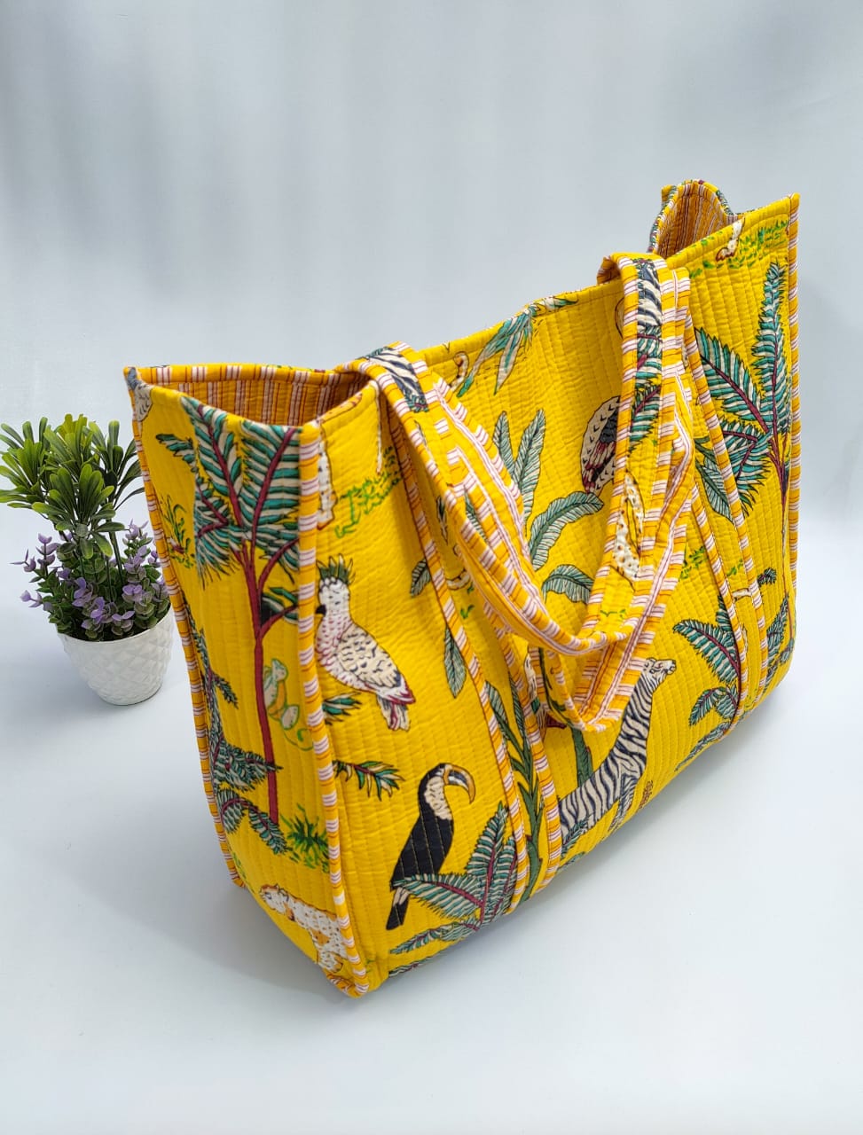Quilted Tote Bag without zip - 17x18x 6 inches