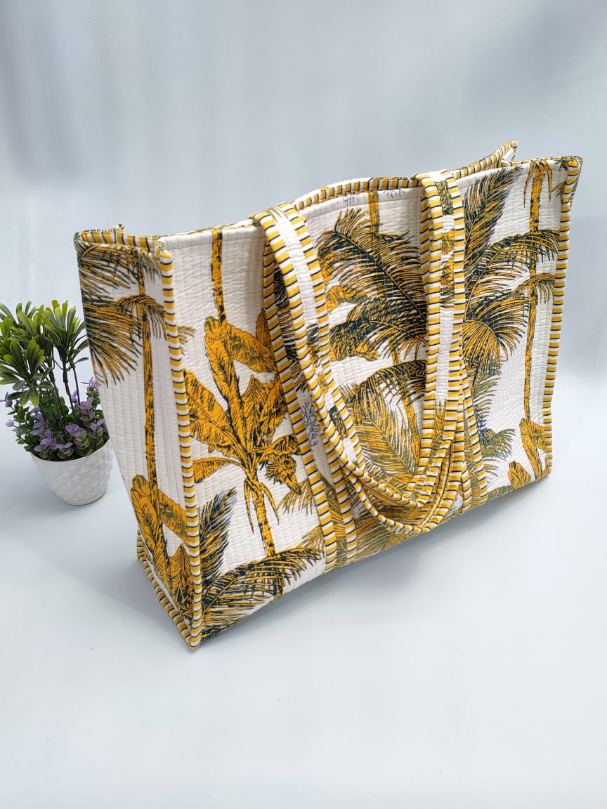 Quilted Tote Bag without zip - 17x18x 6 inches
