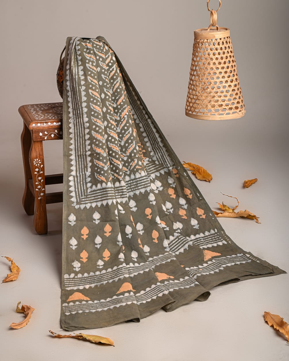Mul-Cotton Bagru Hand Block Printed Dupatta - TSPDM20