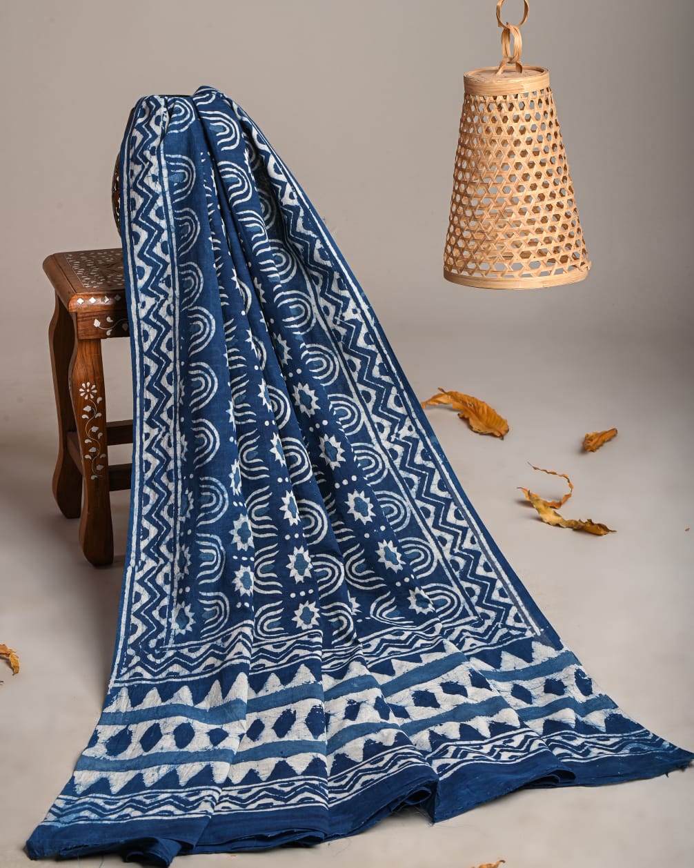 Mul-Cotton Bagru Hand Block Printed Dupatta - TSPDM30