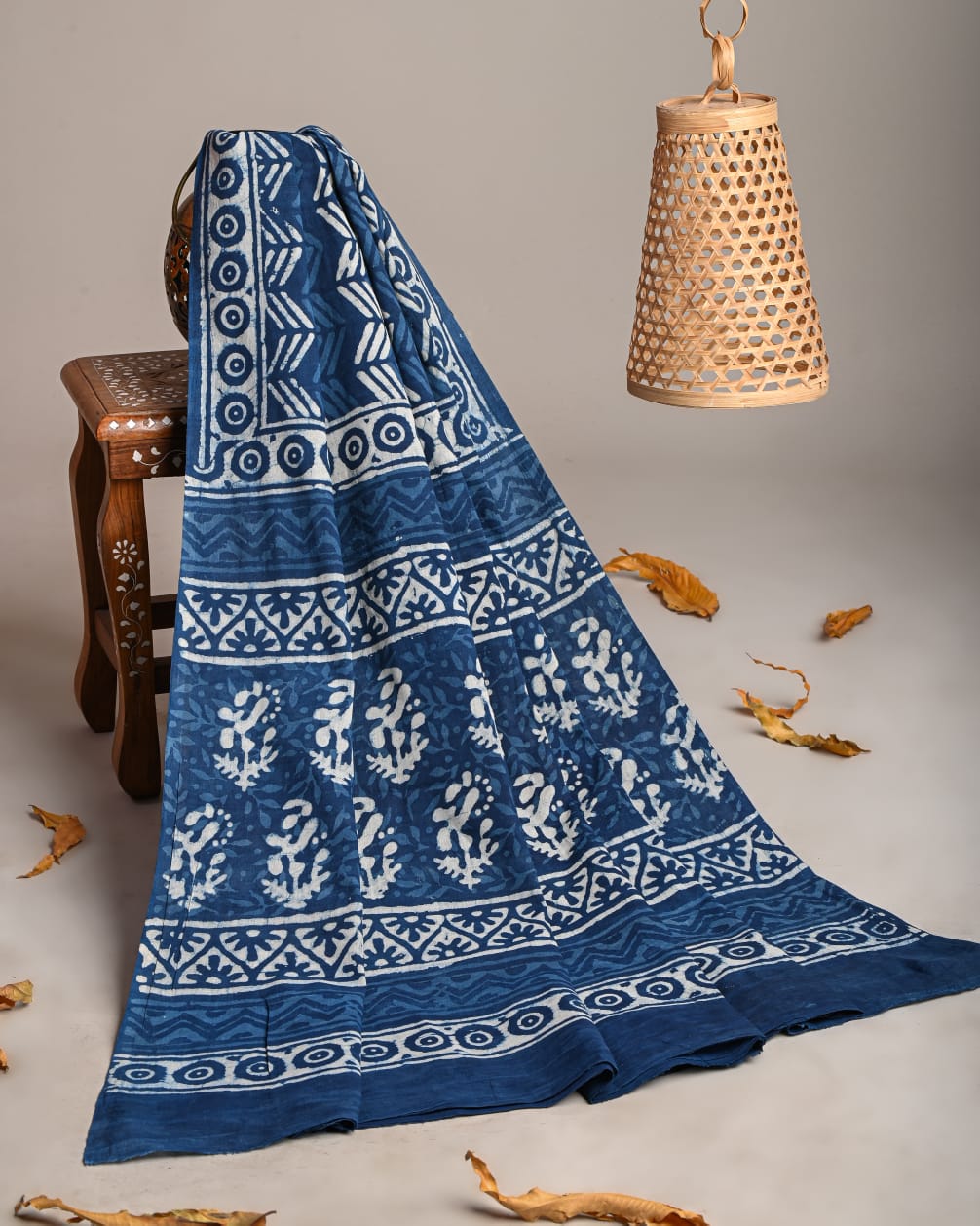 Mul-Cotton Bagru Hand Block Printed Dupatta - TSPDM36