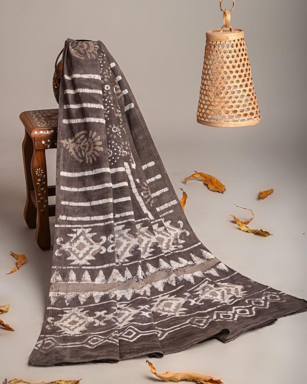 Mul-Cotton Bagru Hand Block Printed Dupatta - TSPDM50