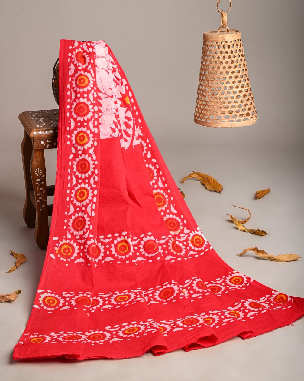 Mul-Cotton Bagru Hand Block Printed Dupatta - TSPDM51