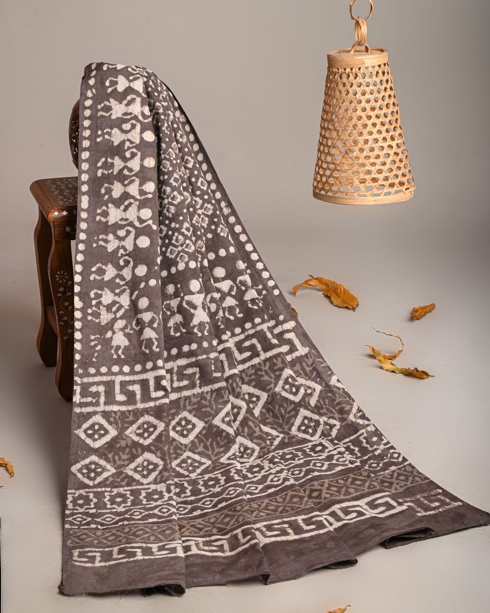 Mul-Cotton Bagru Hand Block Printed Dupatta - TSPDM5