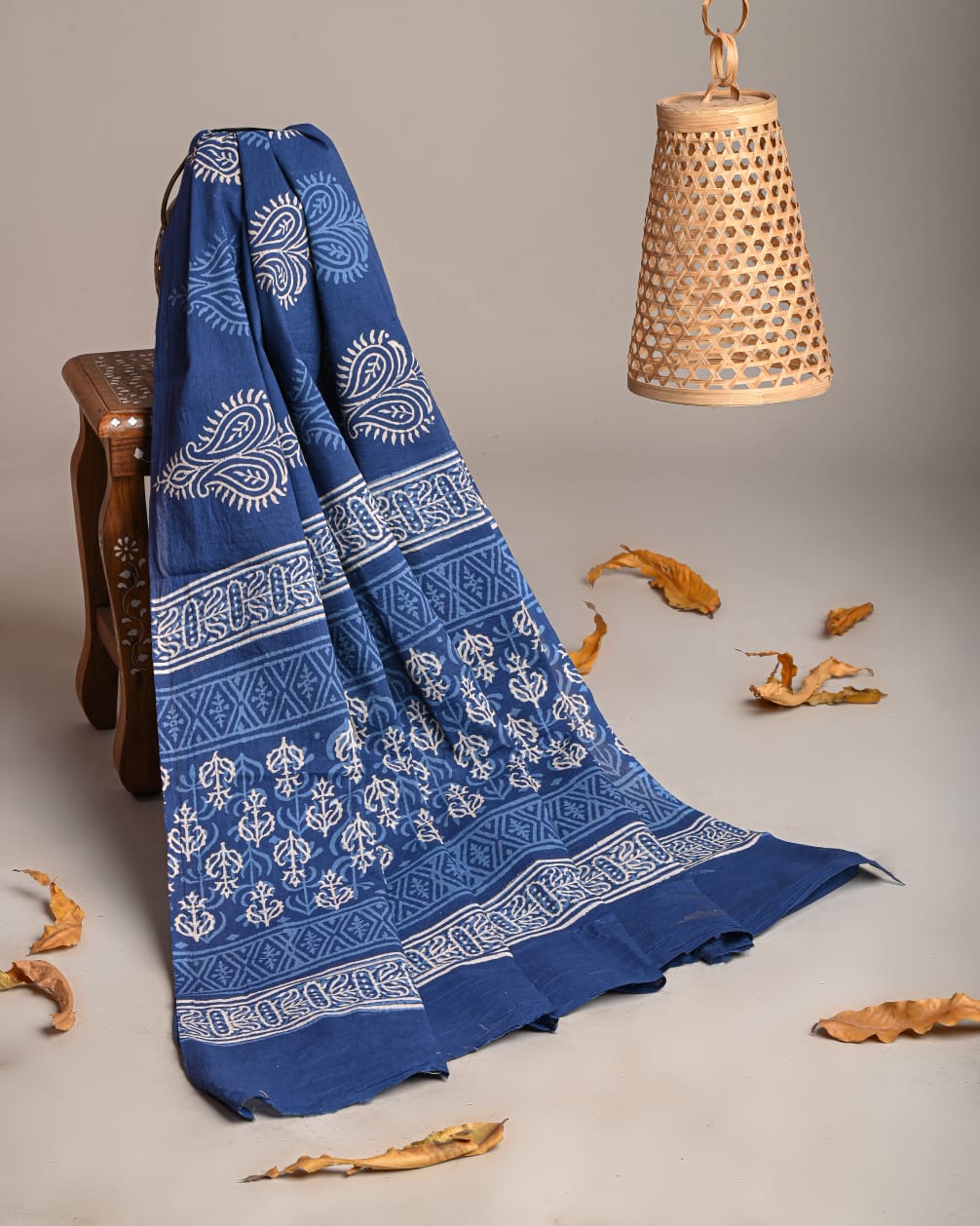 Mul-Cotton Bagru Hand Block Printed Dupatta - TSPDM6