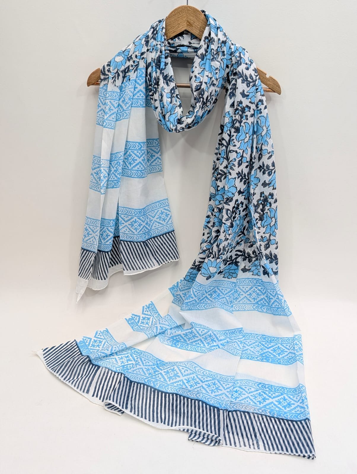Cotton Dupatta in Sanganeri Block Print