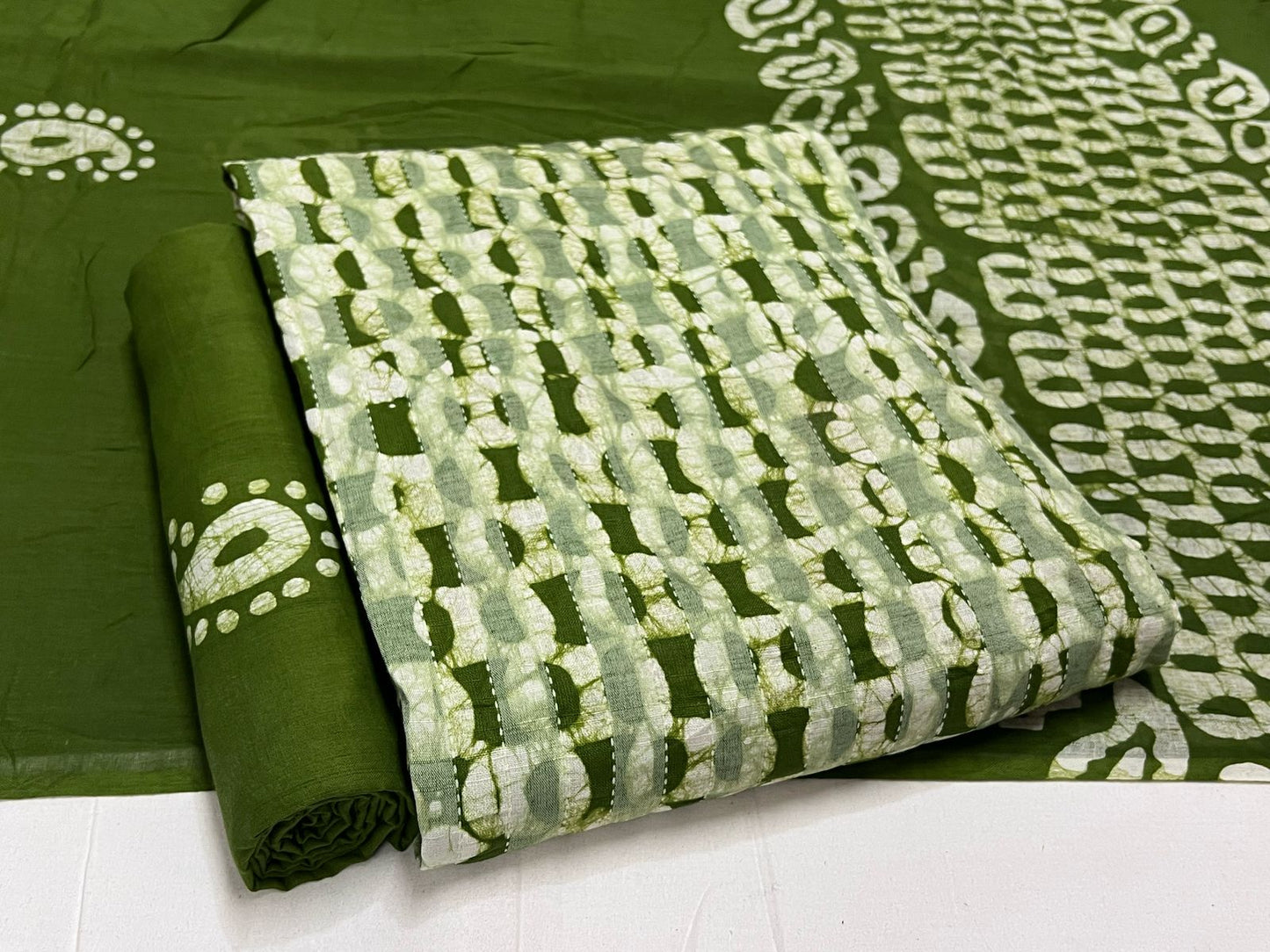 Batik Cotton Suit Set with Cotton Dupatta