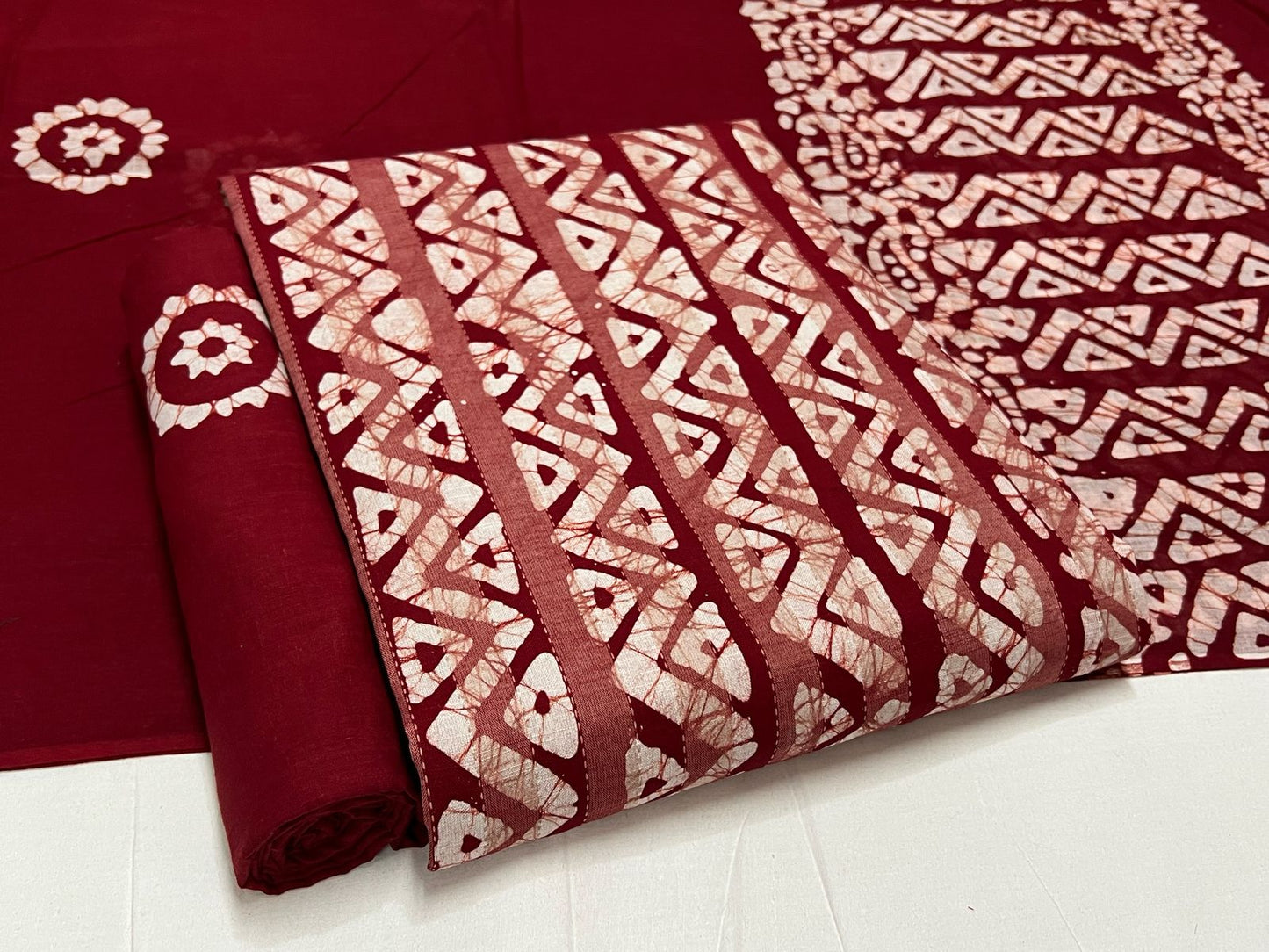 Batik Cotton Suit Set with Cotton Dupatta