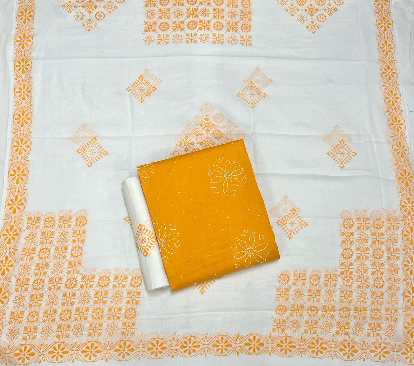 Hand Work Cotton Suit Set with Cotton Dupatta