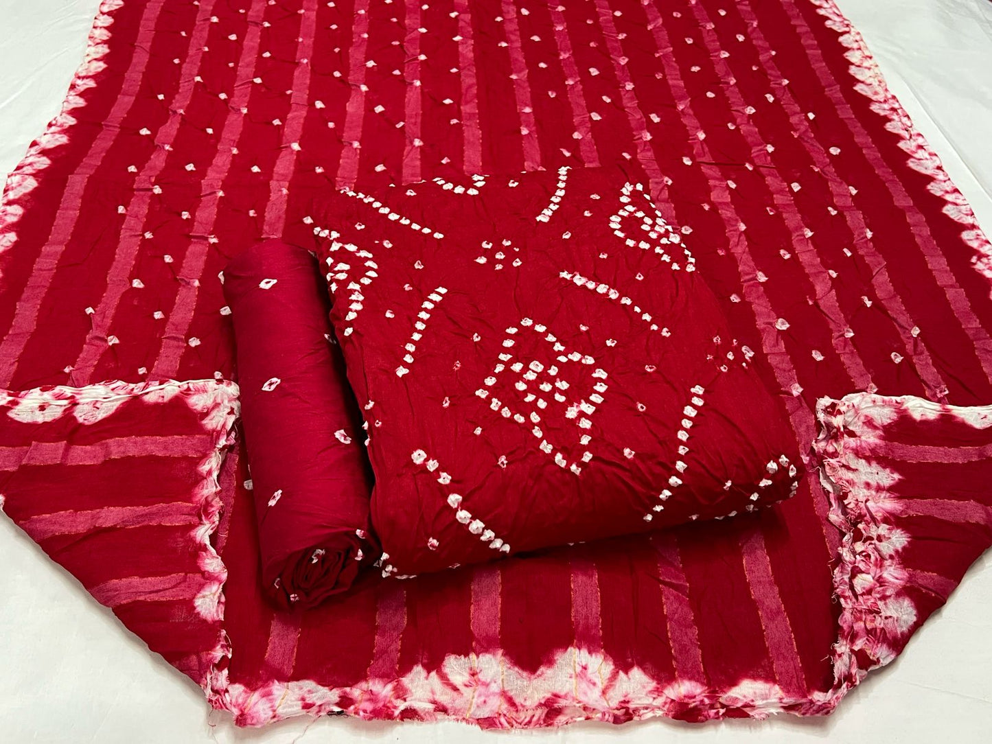 Best quality Bandhani Cotton Suit Set with Cotton Dupatta