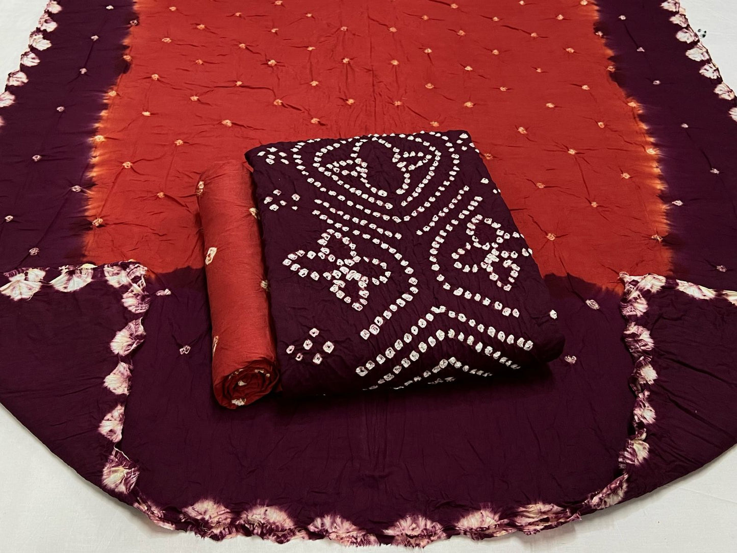 Best quality Bandhani Cotton Suit Set with Cotton Dupatta