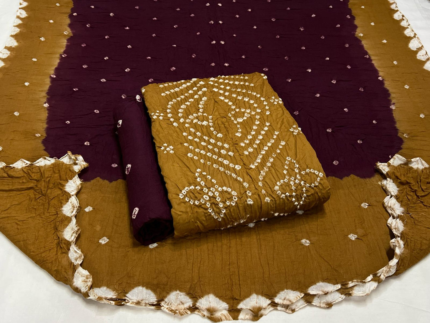 Best quality Bandhani Cotton Suit Set with Cotton Dupatta