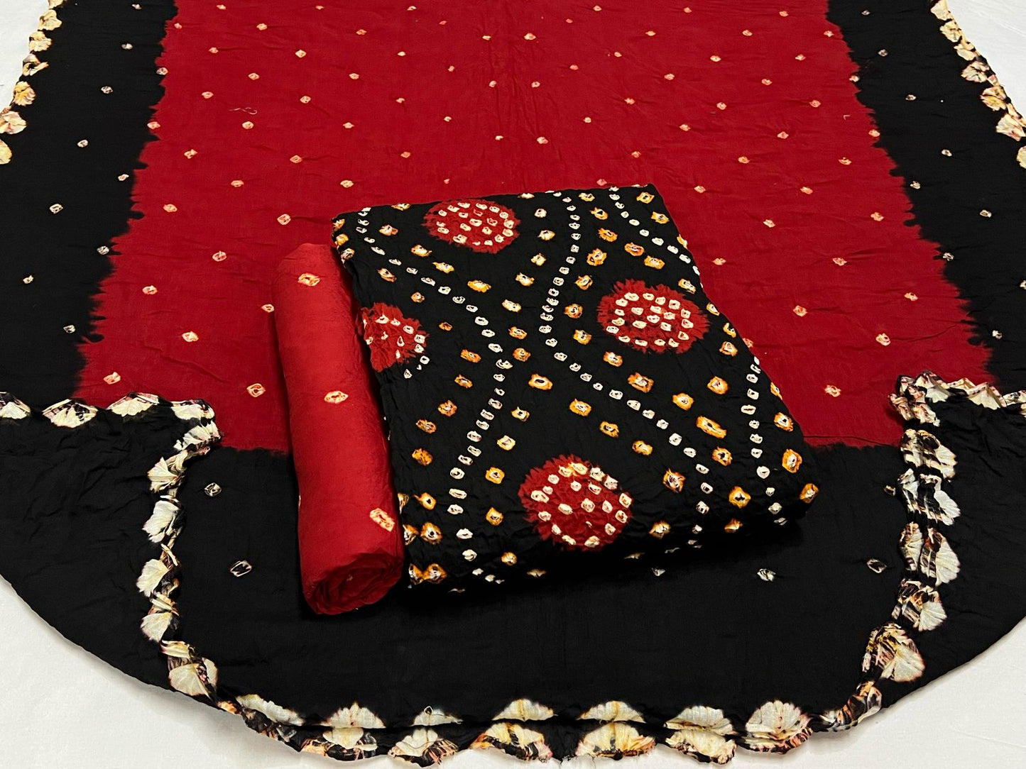 Best quality Bandhani Cotton Suit Set with Cotton Dupatta