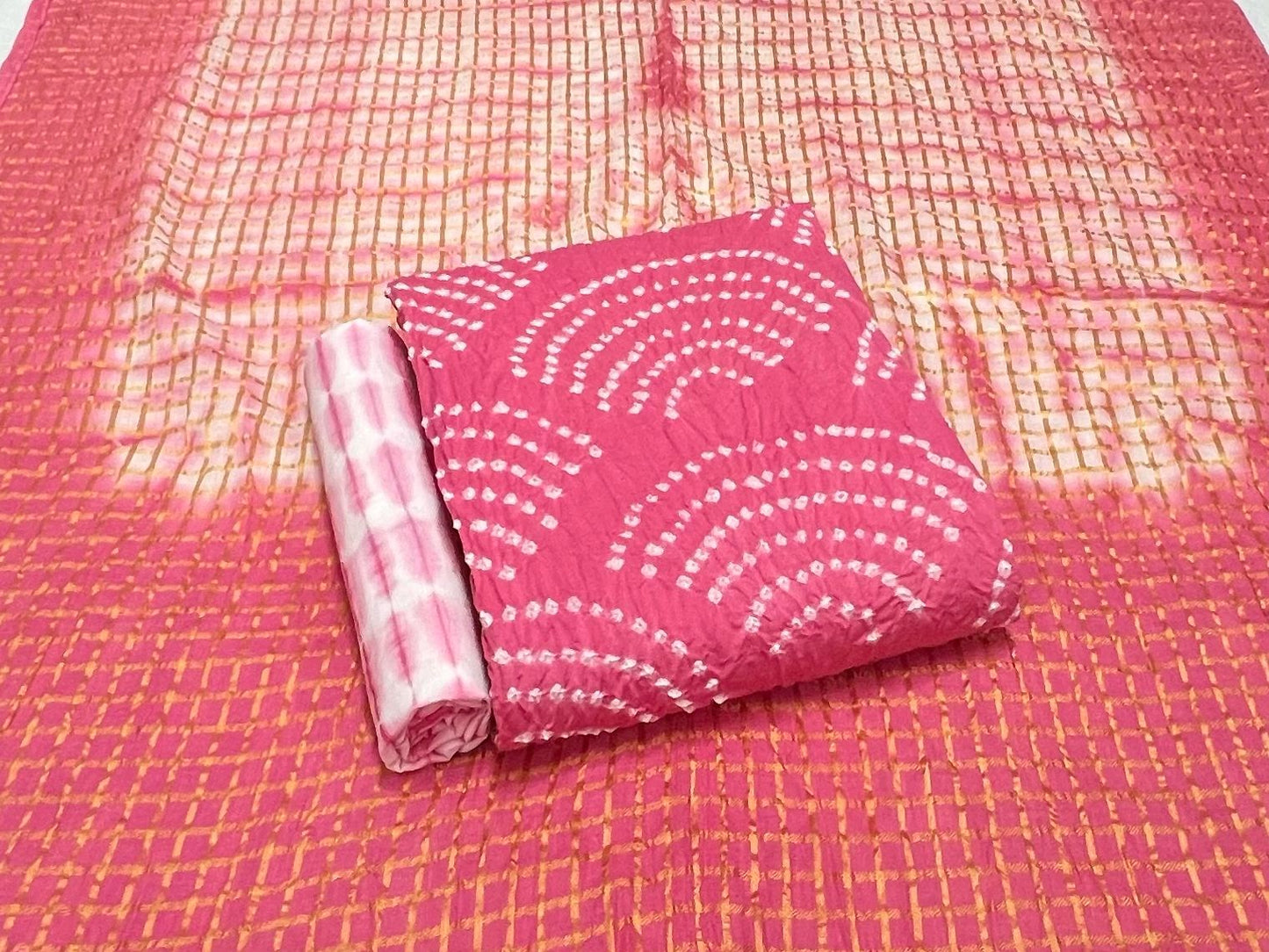 Best quality Bandhani Cotton Suit Set with Cotton Dupatta