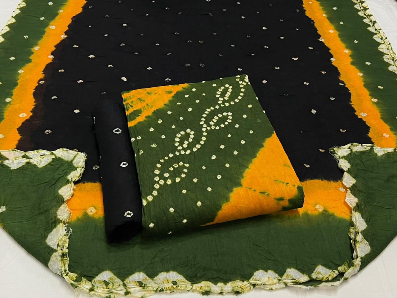 Best quality Bandhani Cotton Suit Set with Cotton Dupatta