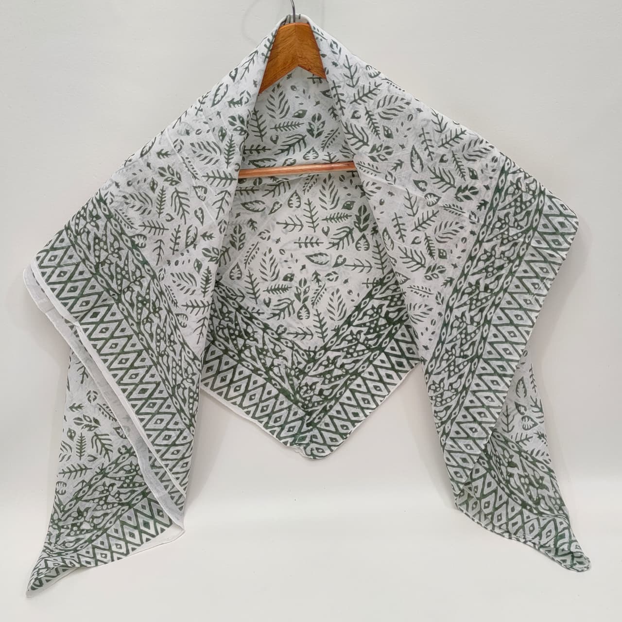 Hand Block Printed Cotton Scarf - 100x100 cm