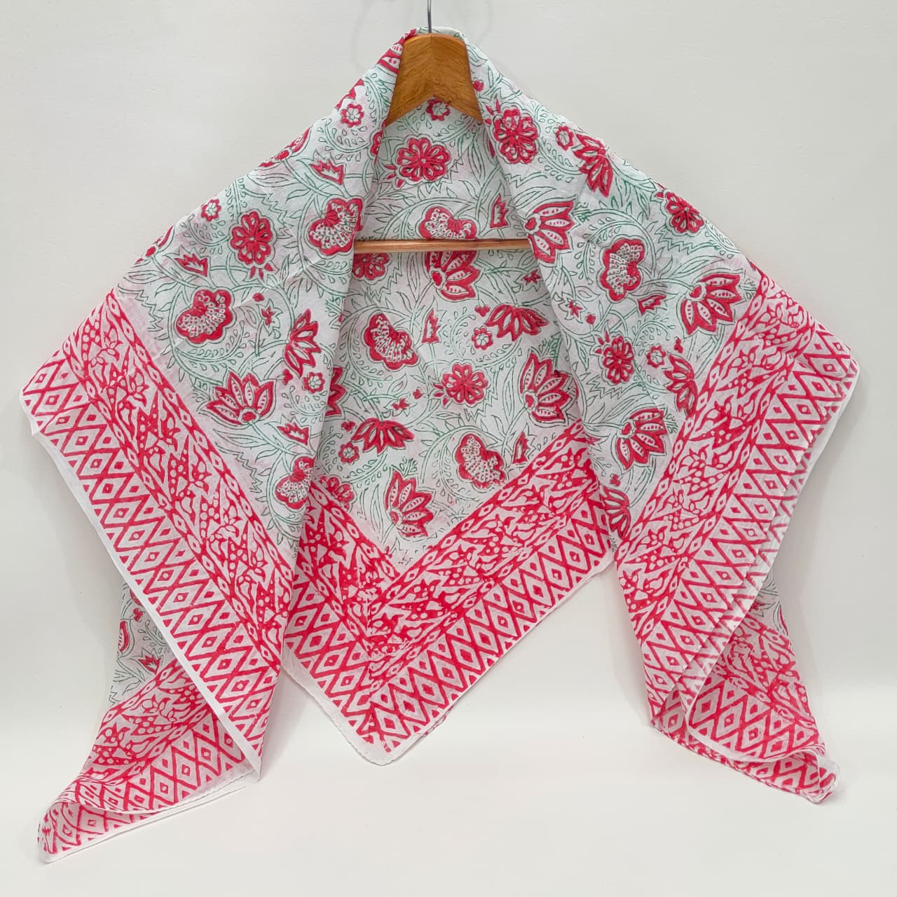 Hand Block Printed Cotton Scarf - 100x100 cm