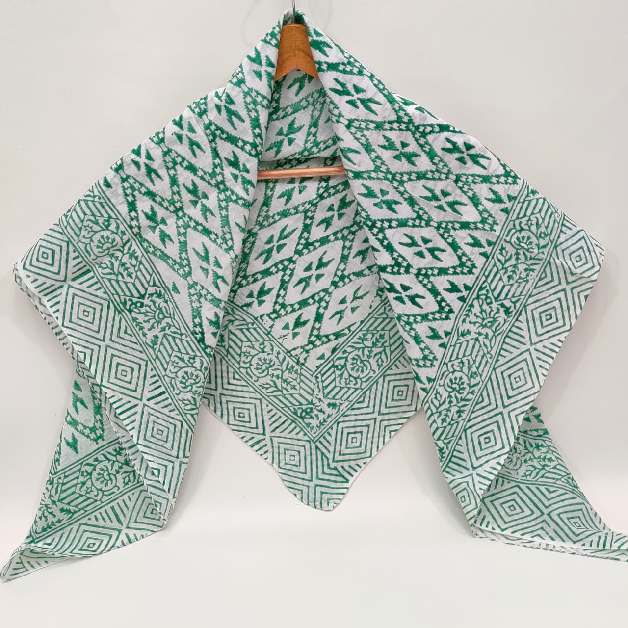 Hand Block Printed Cotton Scarf - 100x100 cm