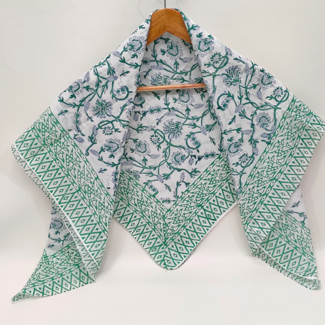 Hand Block Printed Cotton Scarf - 100x100 cm