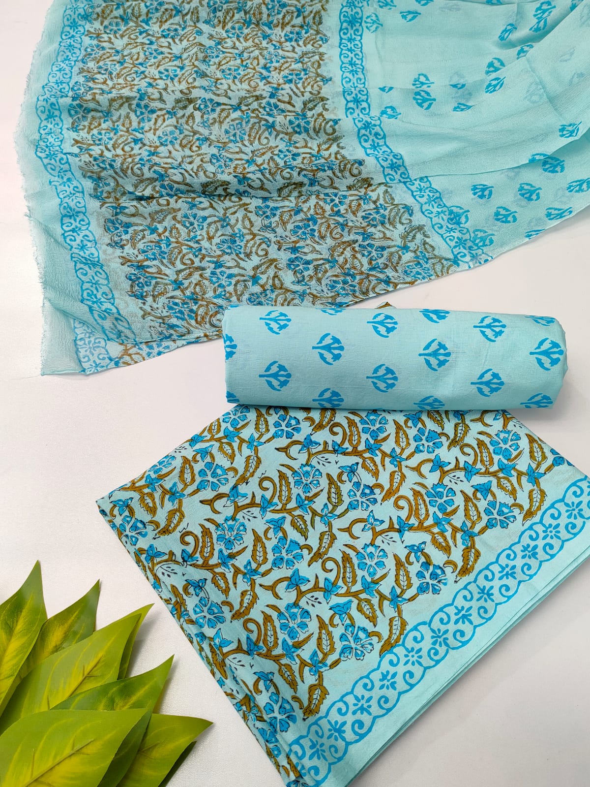 hand block chiffon salwa suit set