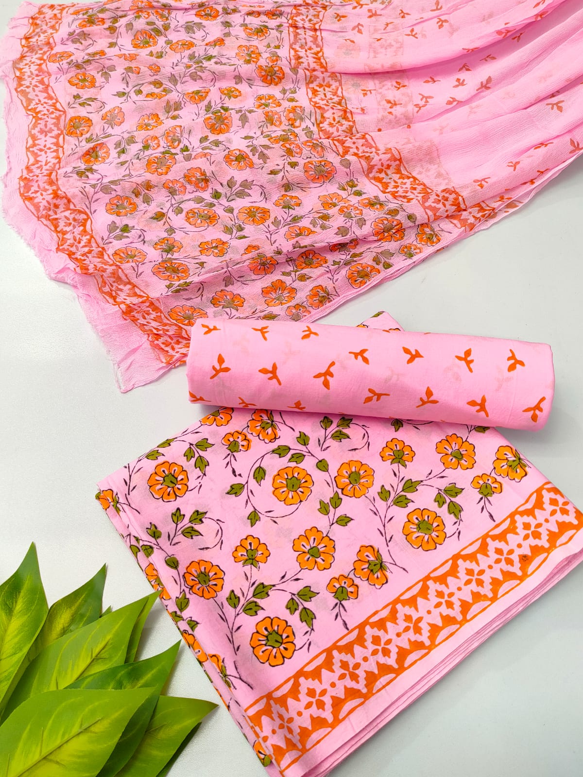 hand block chiffon salwa suit set